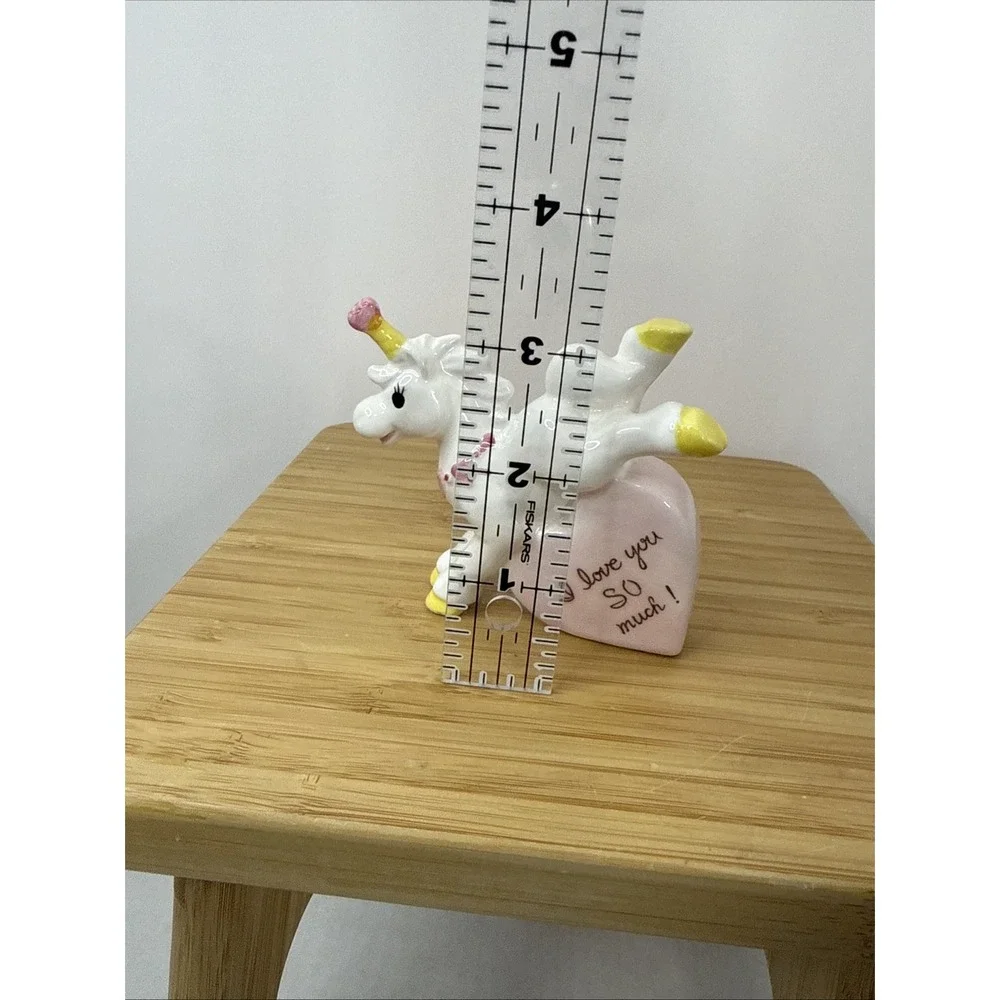 Vtg Erika Japan Valentines Day Unicorn Figurine I Love You Conversation Heart‎